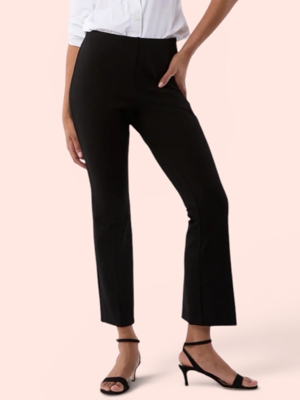 ANN MASHBURN Faye Flare Cropped Black Ponte Knit Pants XL Long